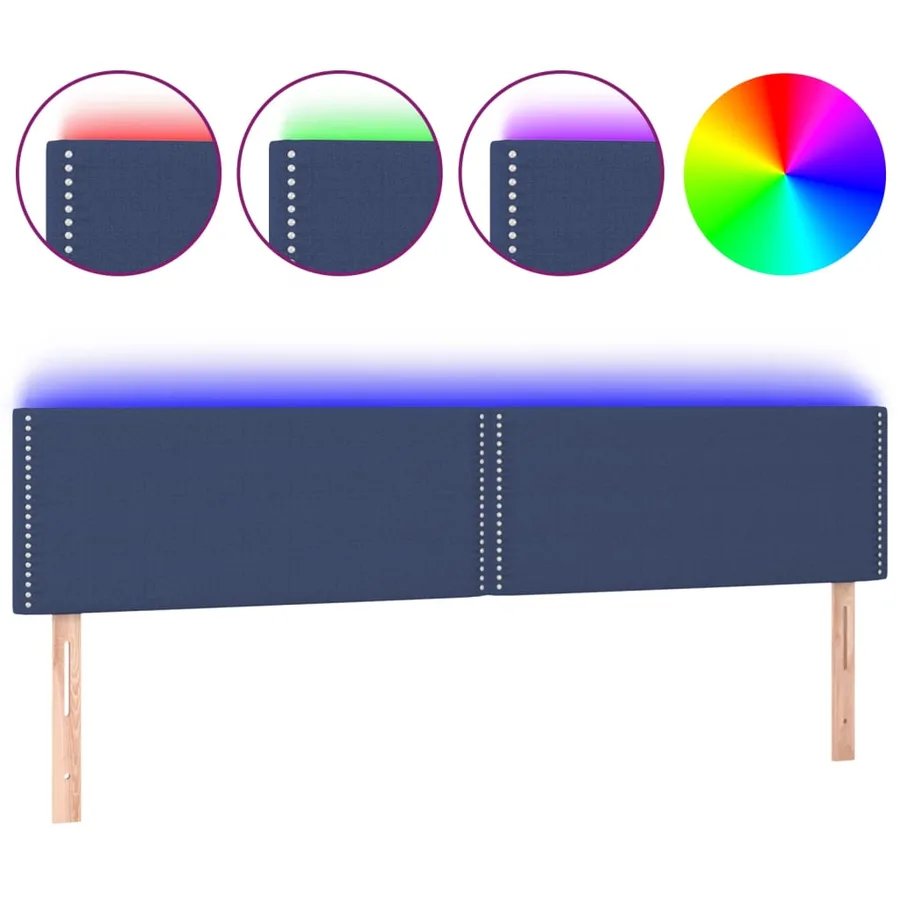 Tête de lit à LED Bleu 200x5x78/88 cm Tissu - 2