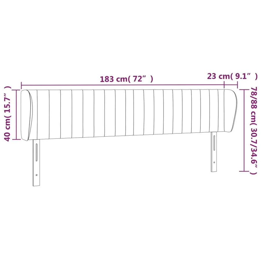 Tête de lit avec oreilles Gris foncé 183x23x78/88 cm Tissu - 9