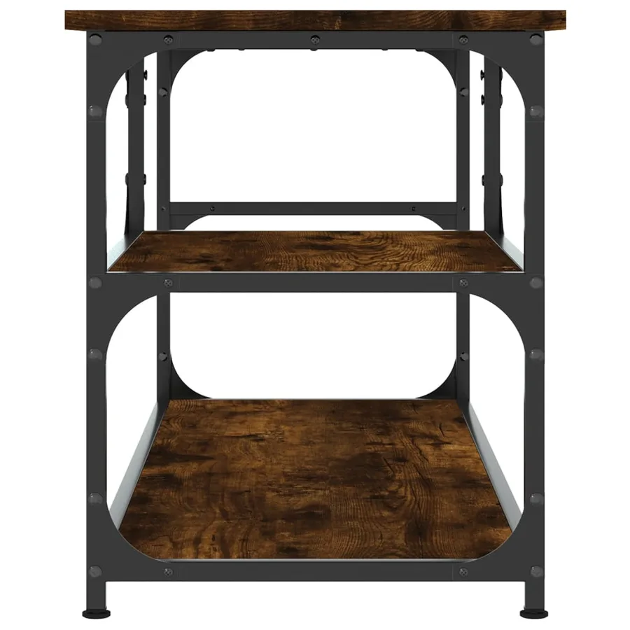 Meuble TV chêne fumé 103x38x46,5 cm bois d'ingénierie et acier - 5