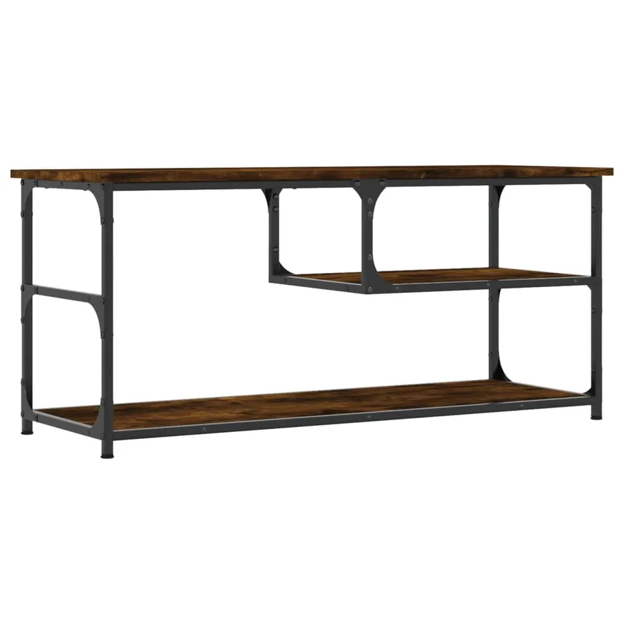 Meuble TV chêne fumé 103x38x46,5 cm bois d'ingénierie et acier - 6