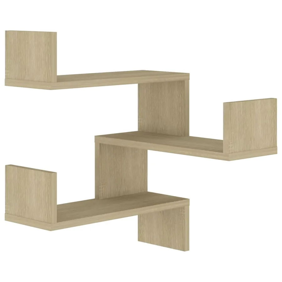 Étagères murales d'angle 2 pcs Chêne sonoma Bois d’ingénierie - 4