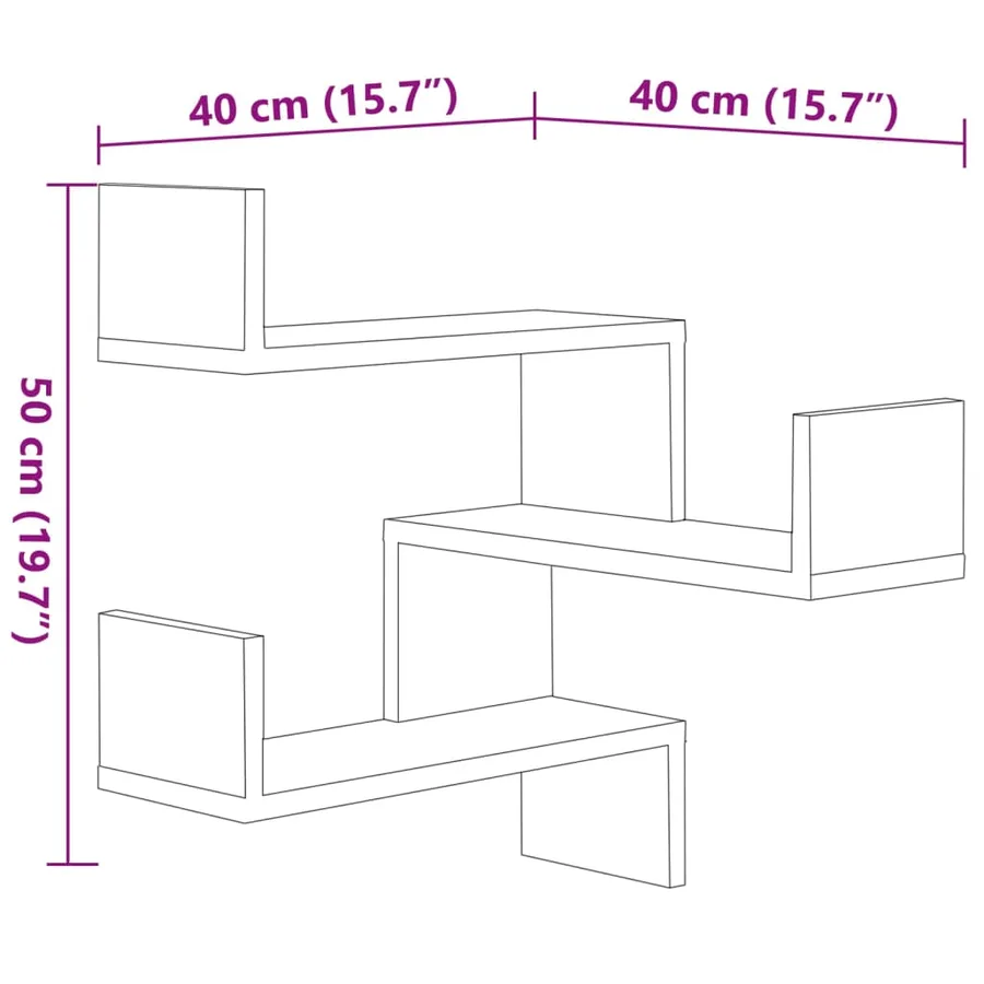 Étagères murales d'angle 2 pcs Chêne sonoma Bois d’ingénierie - 9