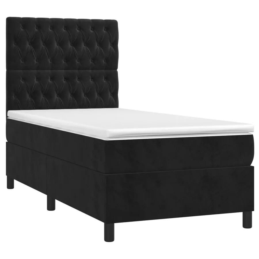 Sommier à lattes de lit et matelas Noir 80x200 cm Velours - 3