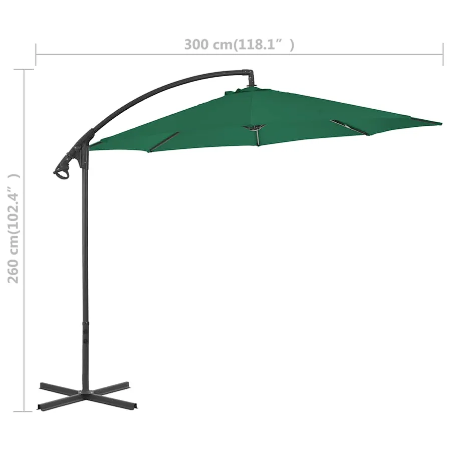 Parasol de jardin en porte-à-feux avec mât en acier 300 cm Vert - 7