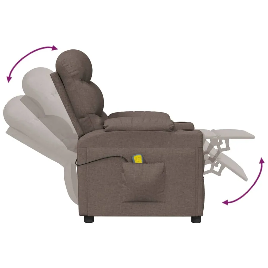 Fauteuil électrique de massage Taupe Tissu - 6