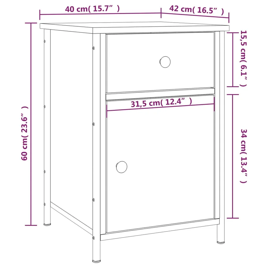 Tables de chevet 2pcs Chêne marron 40x42x60cm Bois d'ingénierie - 13