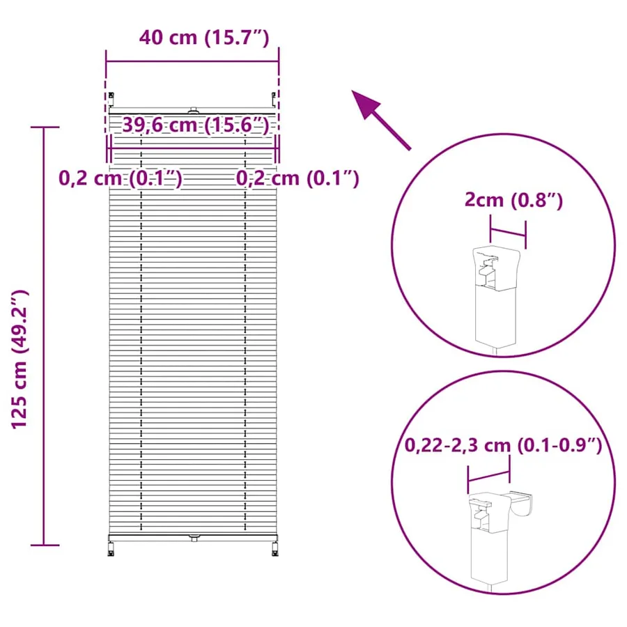 Store plissé 40x125 cm Blanc - 10