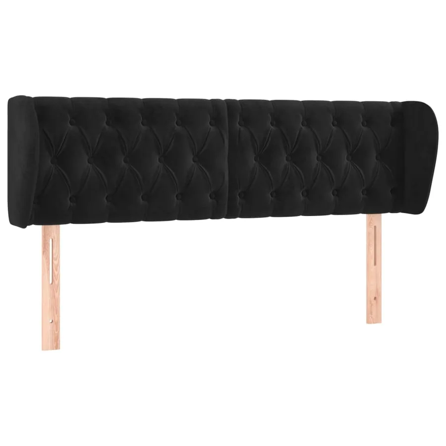 Tête de lit avec oreilles Noir 163x23x78/88 cm Velours - 2