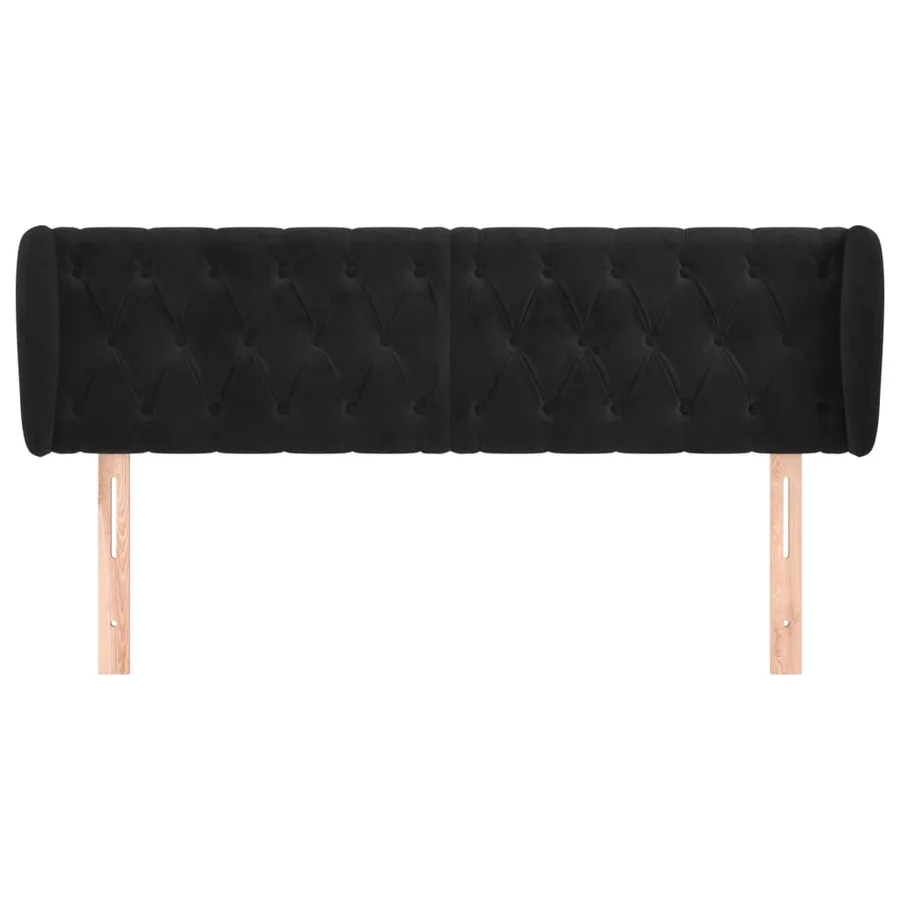 Tête de lit avec oreilles Noir 163x23x78/88 cm Velours - 3