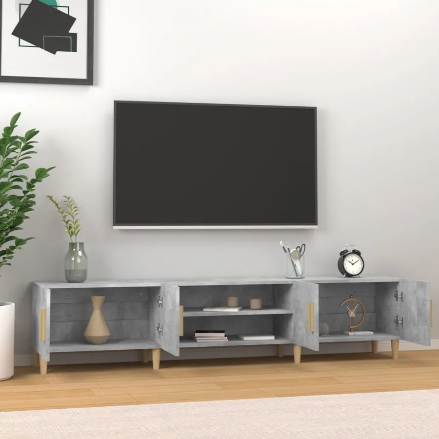 Meuble TV gris béton 180x31,5x40 cm bois d'ingénierie - 3