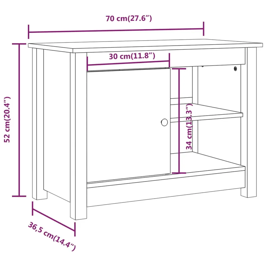 Meuble TV Marron miel 70x36,5x52 cm Bois de pin massif - 10