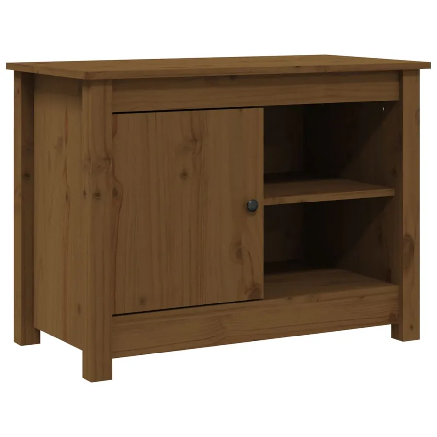 Meuble TV Marron miel 70x36,5x52 cm Bois de pin massif - 2