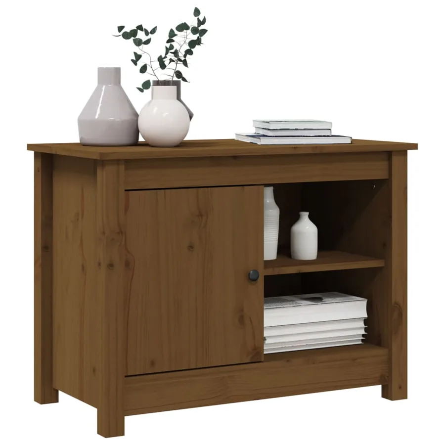 Meuble TV Marron miel 70x36,5x52 cm Bois de pin massif - 4