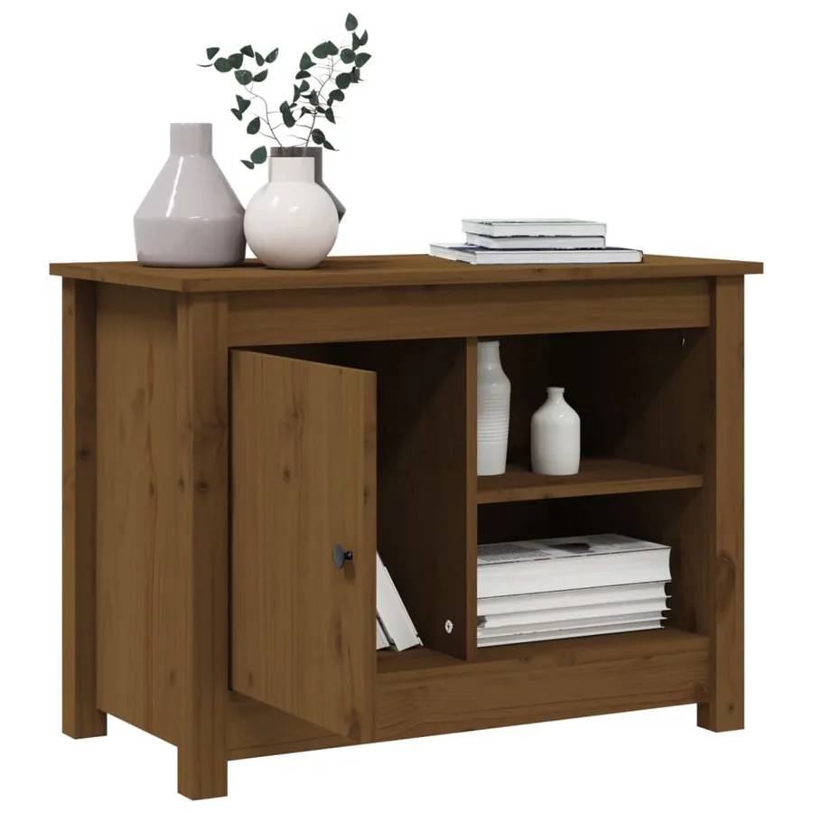 Meuble TV Marron miel 70x36,5x52 cm Bois de pin massif - 5