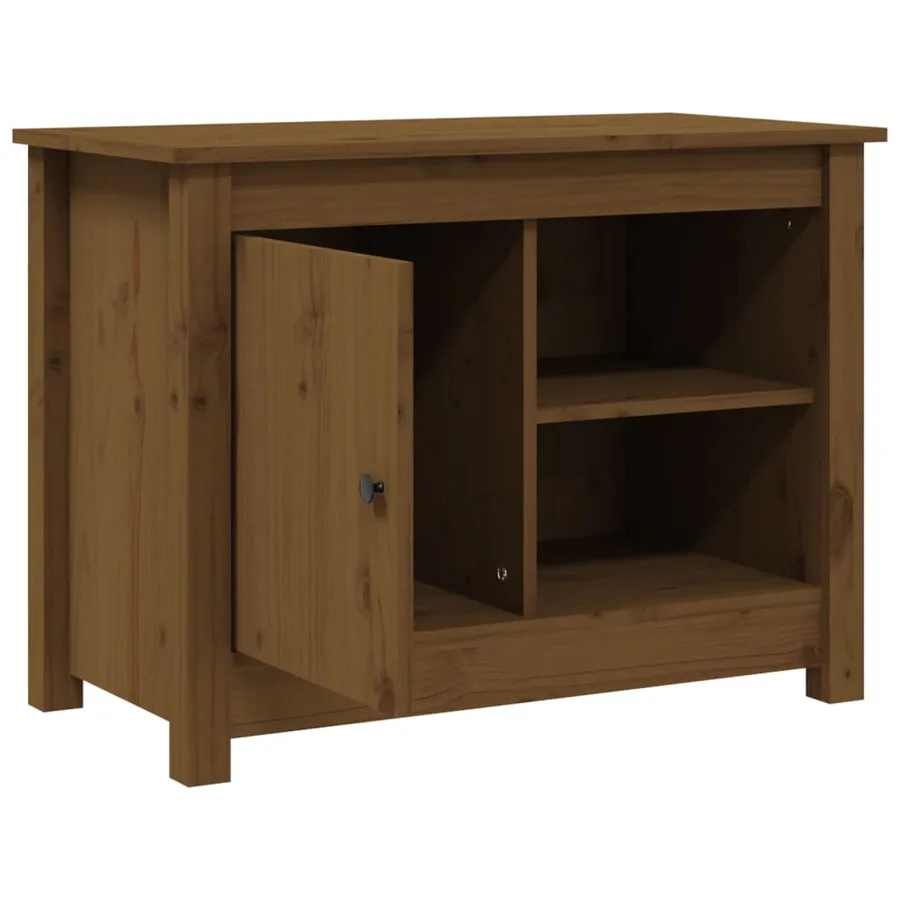 Meuble TV Marron miel 70x36,5x52 cm Bois de pin massif - 7