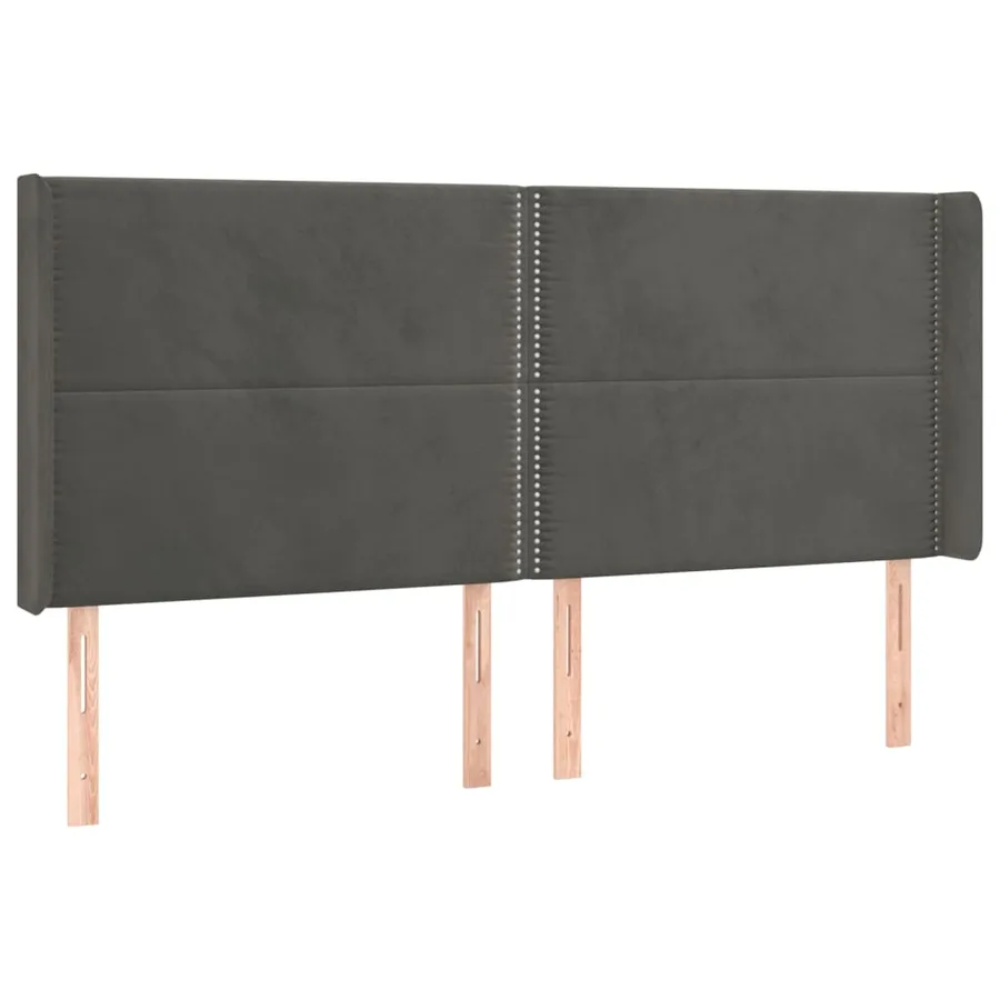 Tête de lit avec oreilles Gris foncé 203x16x118/128 cm Velours - 2