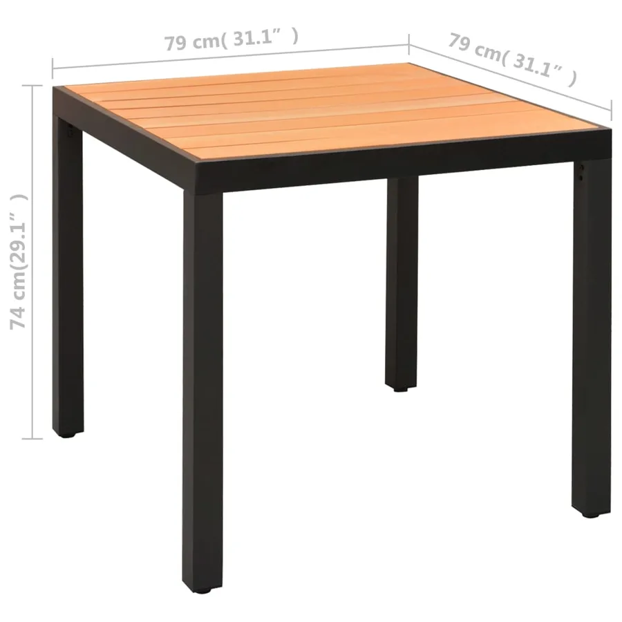 Ensemble à manger de jardin 5 pcs noir et marron - 12