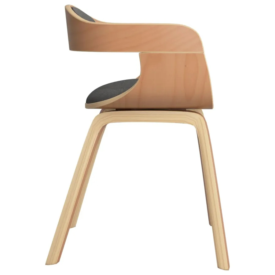 Chaise à manger Gris clair Bois courbé et tissu - 4
