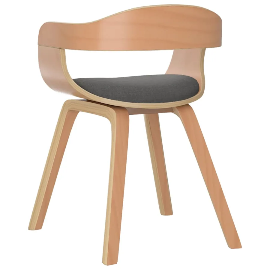 Chaise à manger Gris clair Bois courbé et tissu - 5