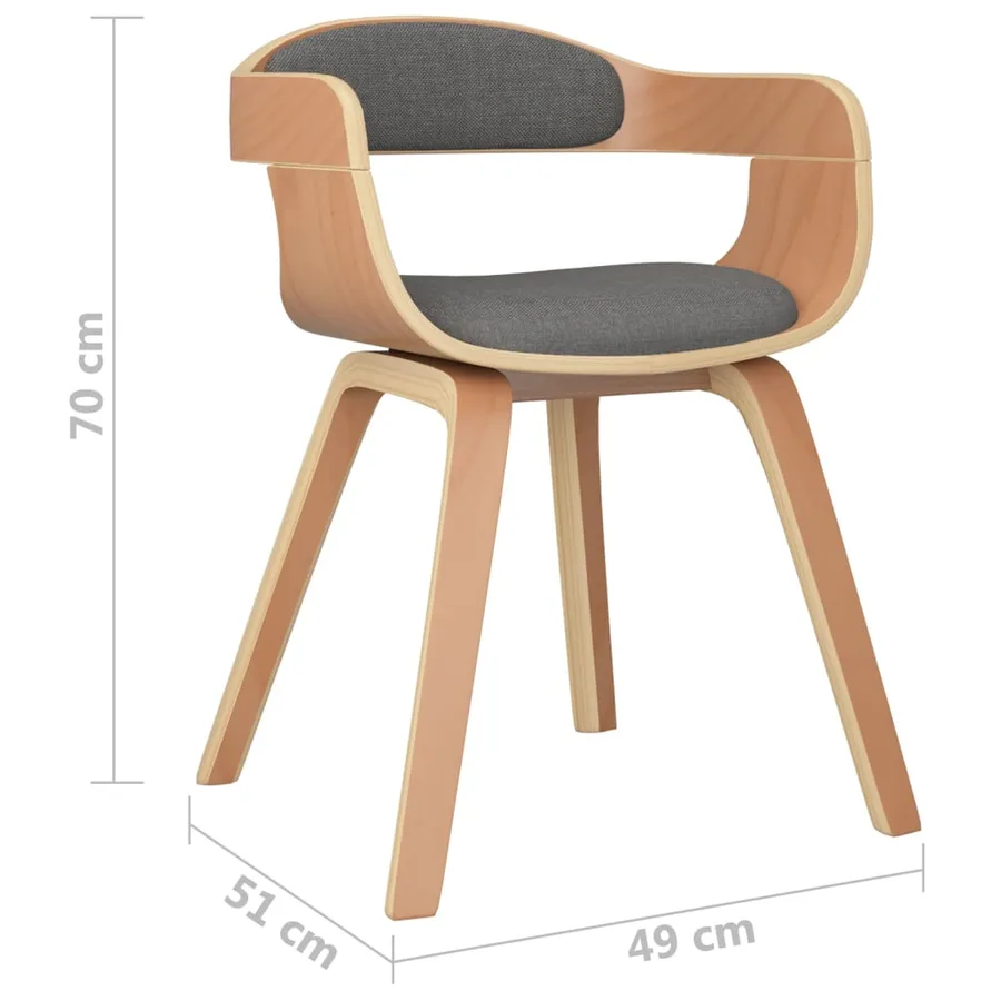 Chaise à manger Gris clair Bois courbé et tissu - 6