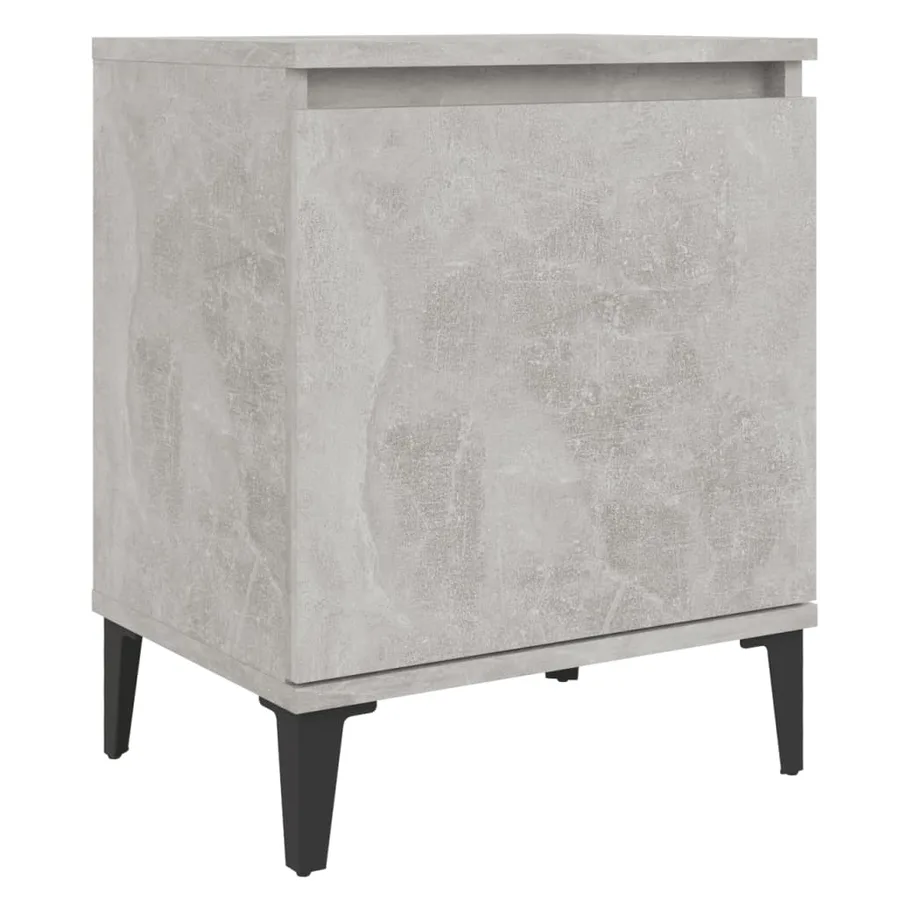 Table de chevet avec pieds en métal gris béton 40x30x50 cm - 2