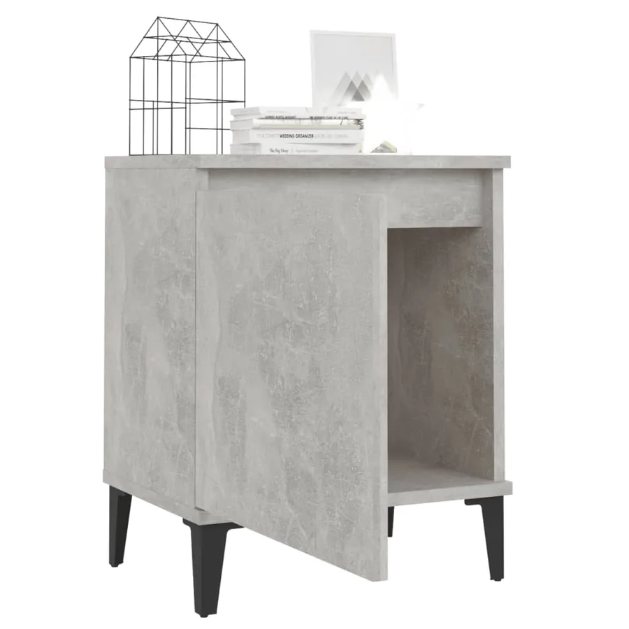 Table de chevet avec pieds en métal gris béton 40x30x50 cm - 4