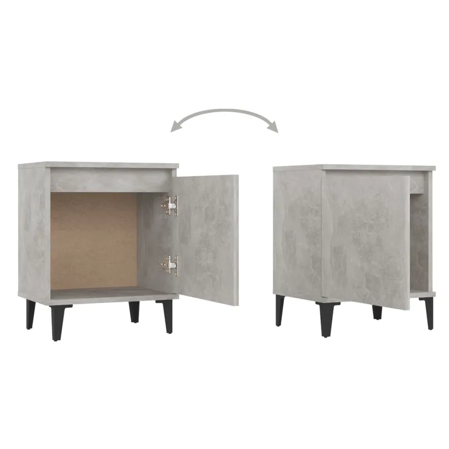 Table de chevet avec pieds en métal gris béton 40x30x50 cm - 5