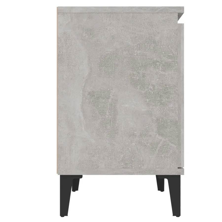 Table de chevet avec pieds en métal gris béton 40x30x50 cm - 7