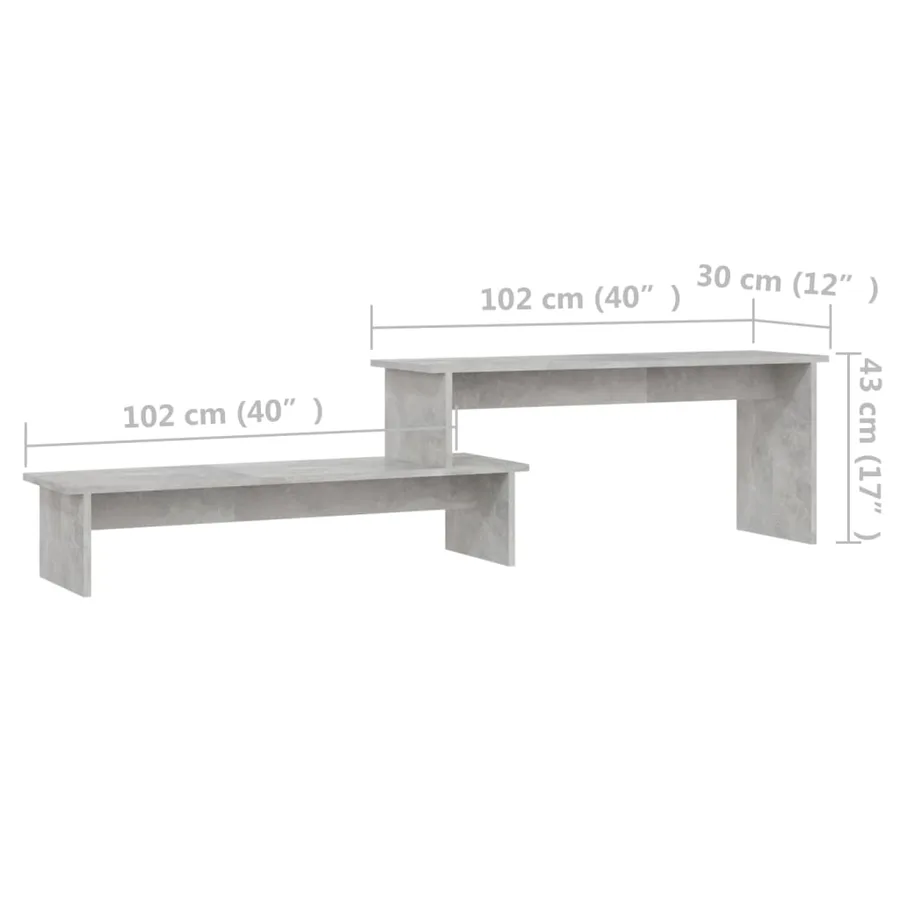 Meuble TV Gris béton 180x30x43 cm Bois d'ingénierie - 7