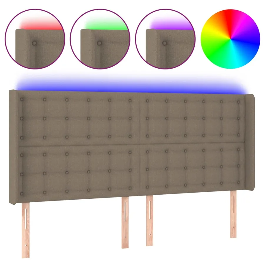 Tête de lit à LED Taupe 183x16x118/128 cm Tissu - 2
