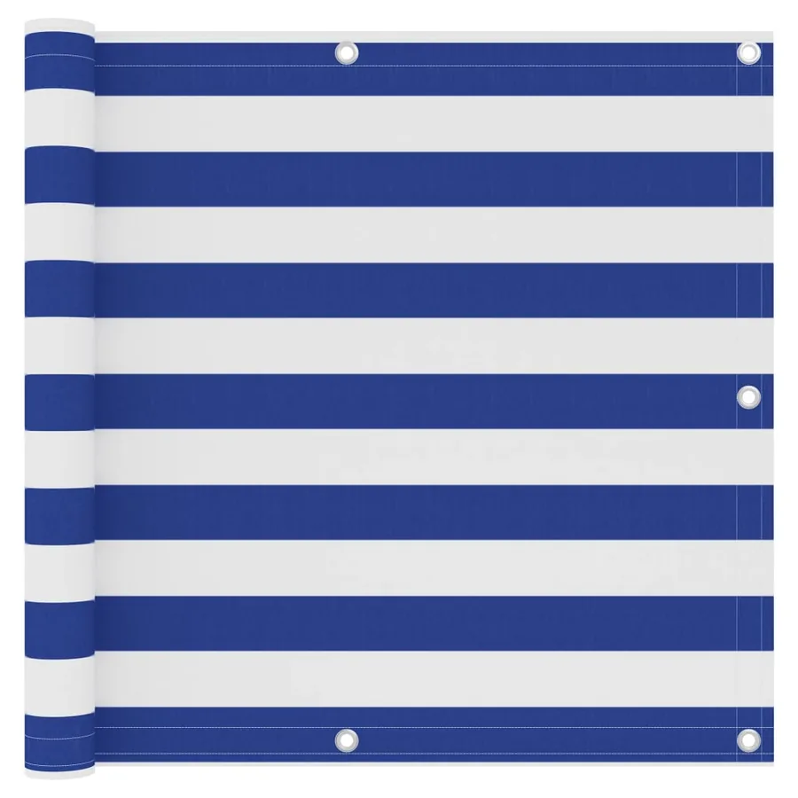 Écran de balcon Blanc et bleu 90x300 cm Tissu Oxford