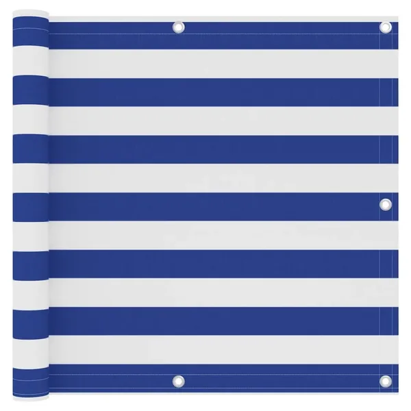 Écran de balcon Blanc et bleu 90x300 cm Tissu Oxford