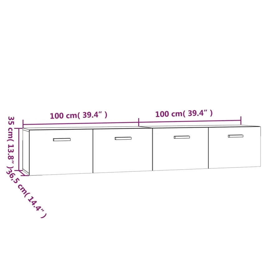 Armoires murales 2 pcs Chêne sonoma 100x36,5x35 cm - 8