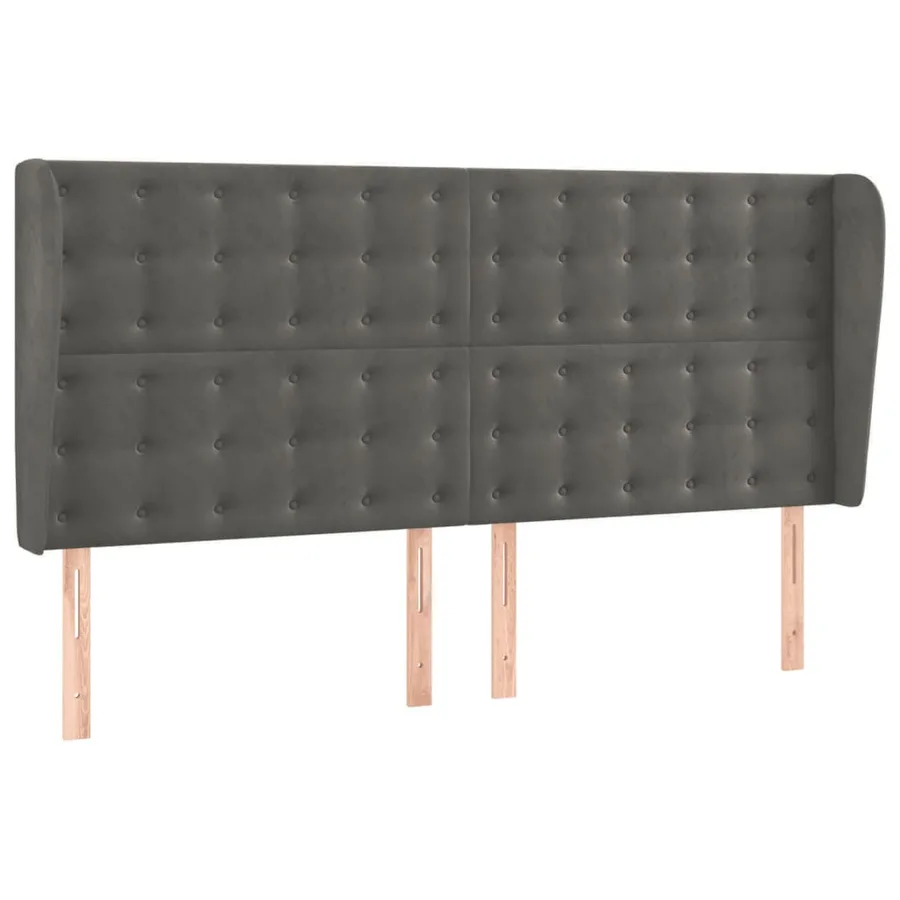 Tête de lit avec oreilles Gris foncé 183x23x118/128 cm Velours - 2