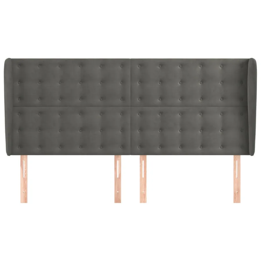 Tête de lit avec oreilles Gris foncé 183x23x118/128 cm Velours - 3