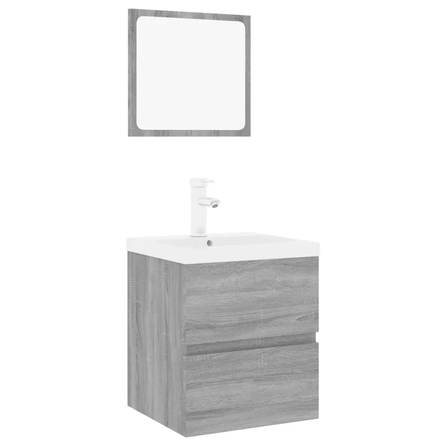 Meubles de salle de bain Sonoma gris Bois d'ingénierie - 2