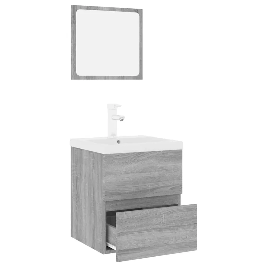 Meubles de salle de bain Sonoma gris Bois d'ingénierie - 3