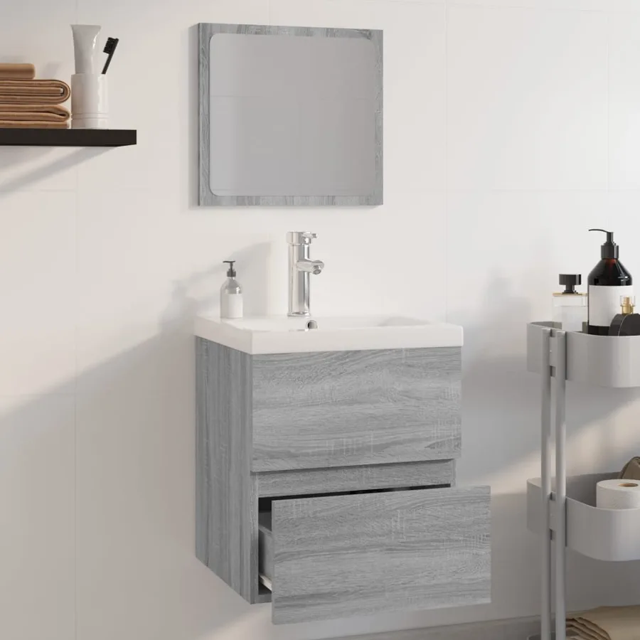 Meubles de salle de bain Sonoma gris Bois d'ingénierie - 4