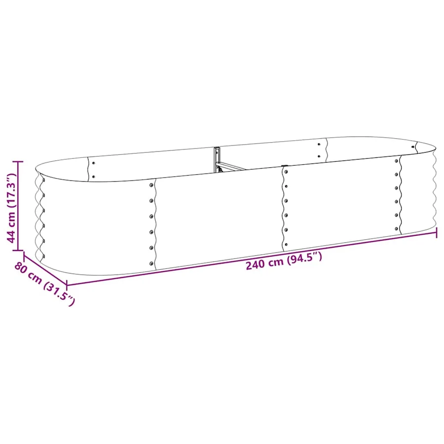 Lit surélevé de jardin 240x80x44 cm Acier galvanisé Argenté - 8