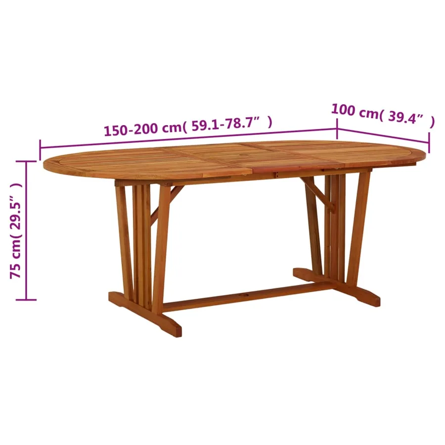 Table de jardin 200x100x75 cm Bois d'eucalyptus solide - 9