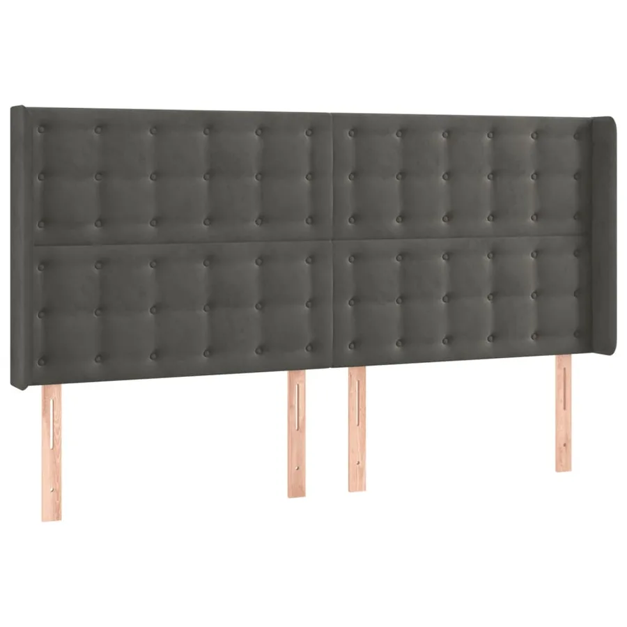 Tête de lit avec oreilles Gris foncé 183x16x118/128 cm Velours - 2