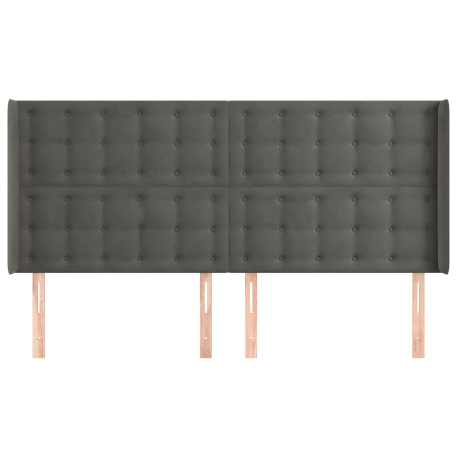 Tête de lit avec oreilles Gris foncé 183x16x118/128 cm Velours - 3