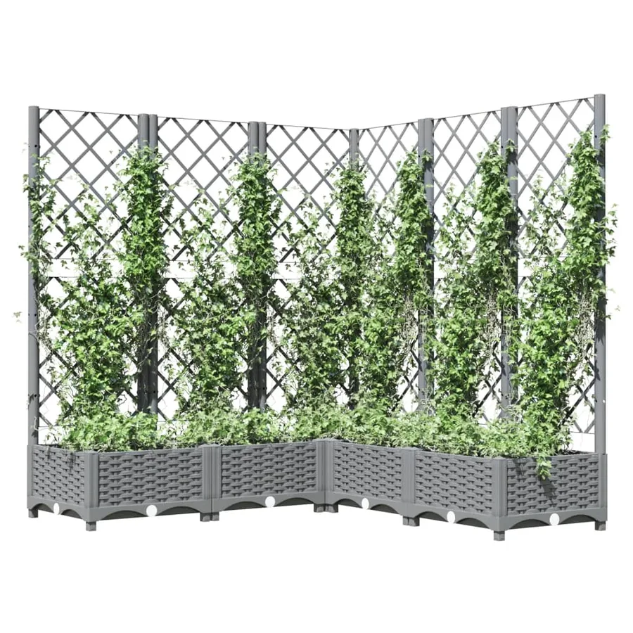 Jardinière avec treillis Gris clair 120x120x121,5 cm PP - 7