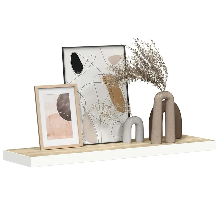 Étagère flottante murale Chêne et blanc 90x23,5x3,8 cm MDF - 5