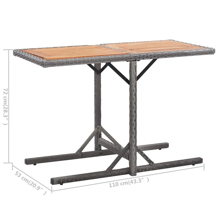 Table de jardin Anthracite Résine tressée et bois d'acacia - 5