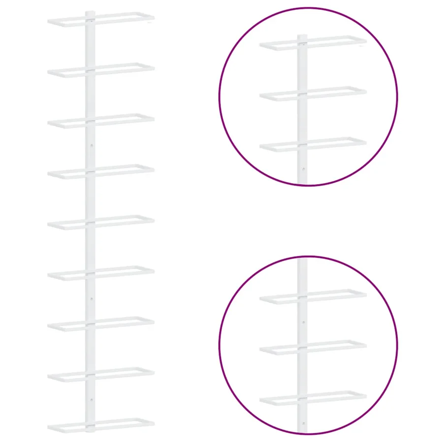 Casier à vin mural pour 9 bouteilles 2 pcs Blanc Fer - 9