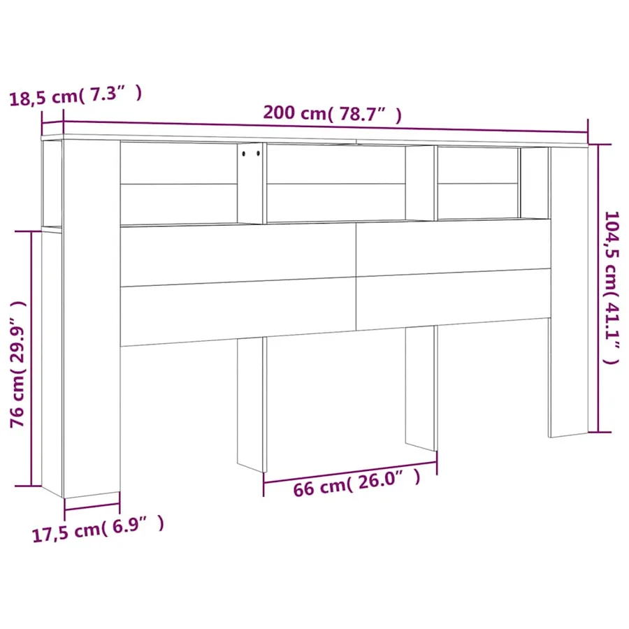 Armoire de tête de lit 200x18,5x104,5 cm bois d'ingénierie - 7
