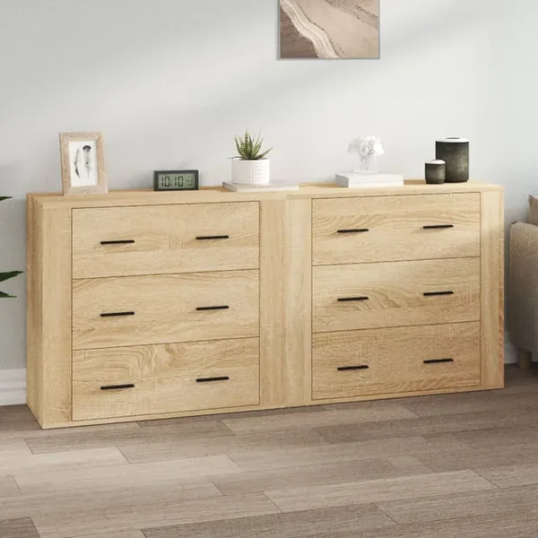 Buffets 2 pcs chêne sonoma bois d'ingénierie