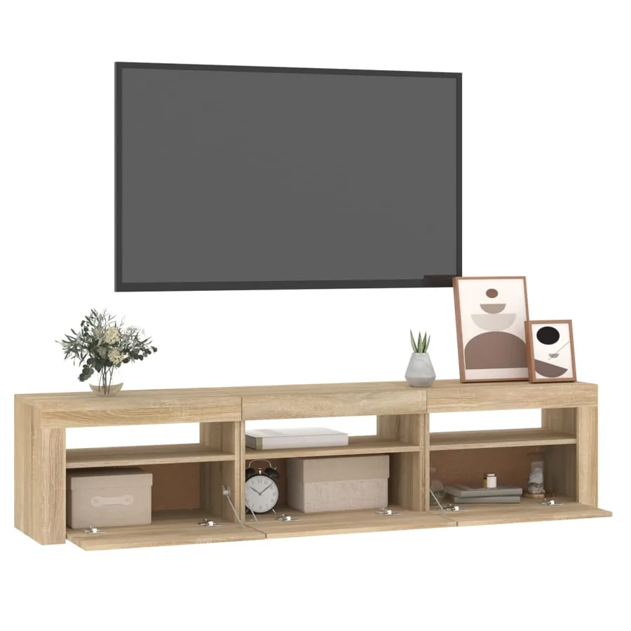 Meuble TV avec lumières LED Chêne sonoma 180x35x40 cm - 11