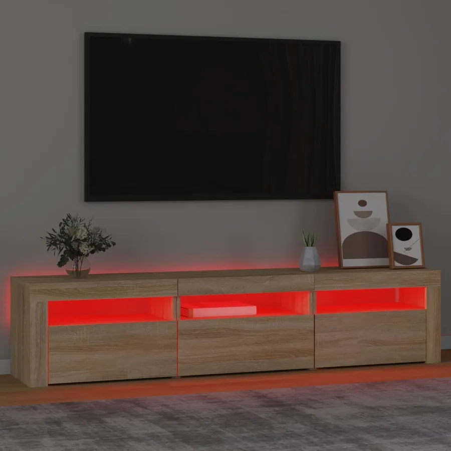 Meuble TV avec lumières LED Chêne sonoma 180x35x40 cm - 5